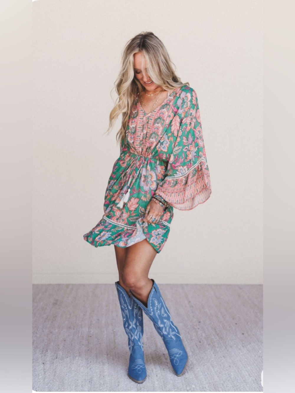 Easel Dreamy Doll Boho Mini Dress Sz M